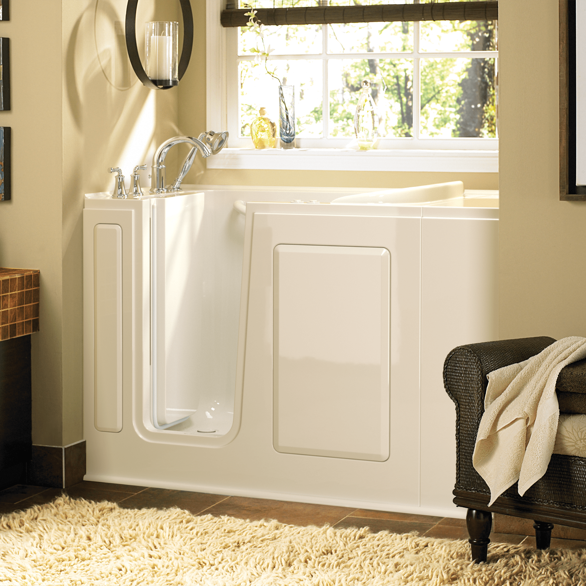 Gelcoat 28x48-Inch Walk-in Bathtub with Whirlpool System  Left Hand Door and Drain